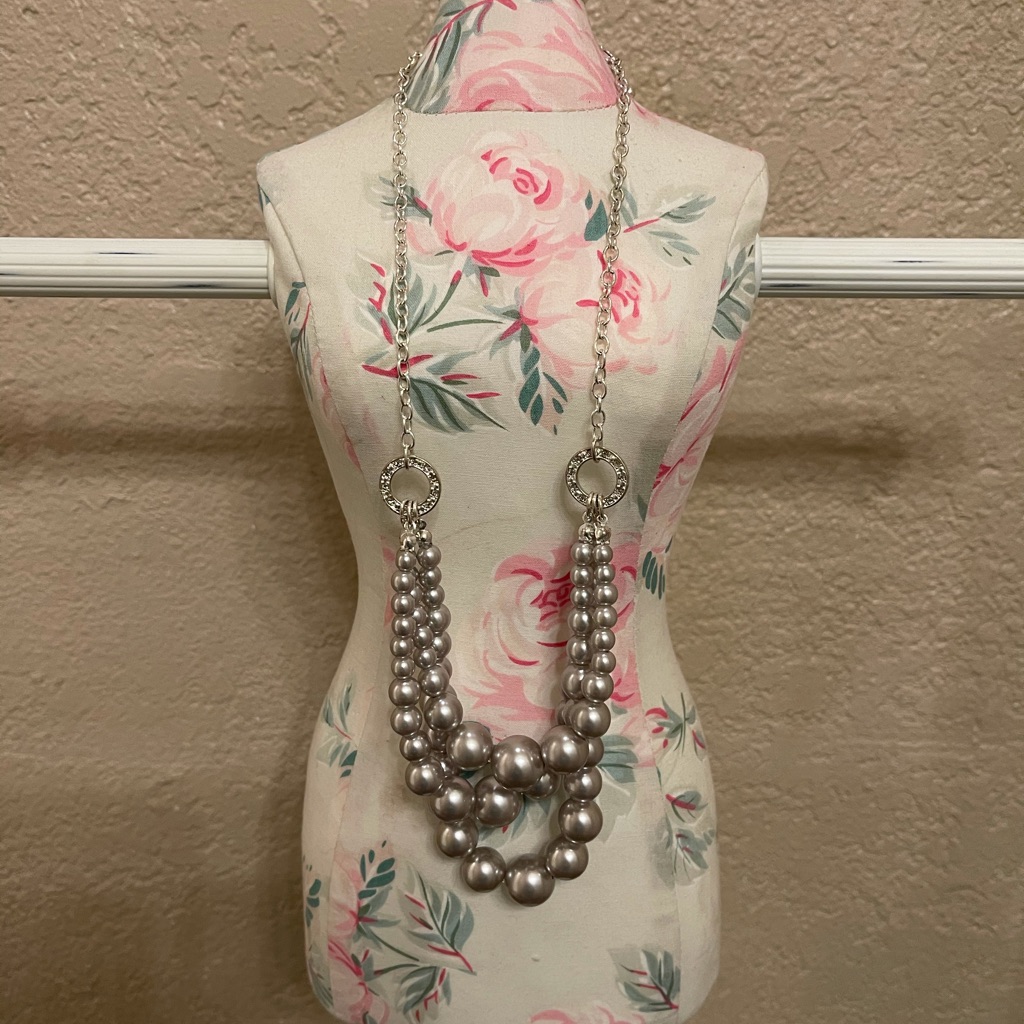 Unique Necklace With A Section Of Triple Layers